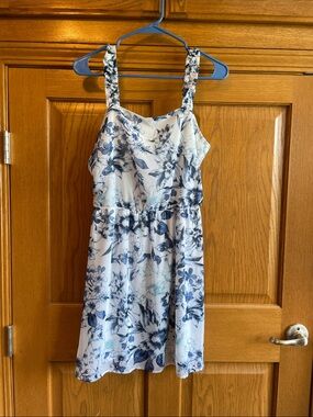 Maurices White Mini Dress with Blue Floral Print